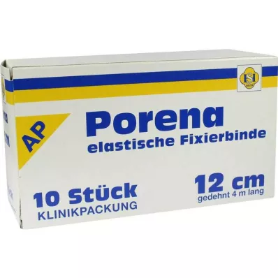 PORENA elastinen sideharsoside 12 cm valkoinen ilman selloa, 10 kpl