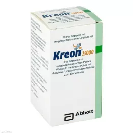 KREON 25 000 kovaa korkkia, joissa on suolistopäällysteisiä pellettejä, 50 kpl