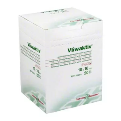 VLIWAKTIV Aktiivihiilen imupakkaus steriili 10x10 cm, 20 kpl