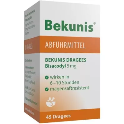 BEKUNIS Dragees Bisacodyl 5 mg enteropäällysteiset tabletit, 45 kpl