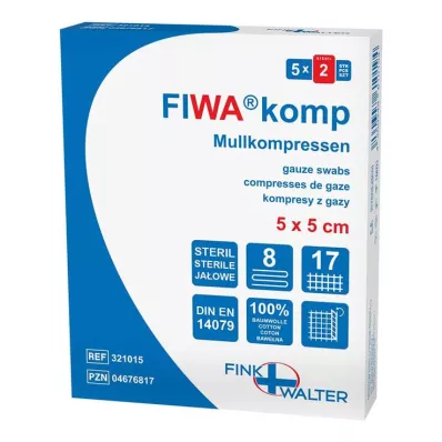 MULLKOMPRESSEN 5x5 cm steriili 8x, 5X2 St