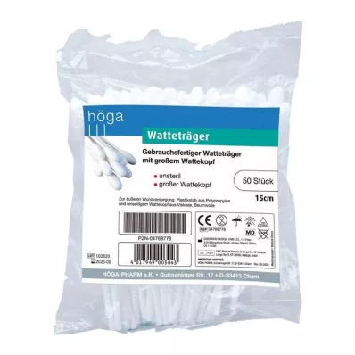 WATTETRÄGER 15 cm w.iso puuvillapää, 50 kpl WATTETRÄGER 15 cm w.iso puuvillapää, 50 kpl