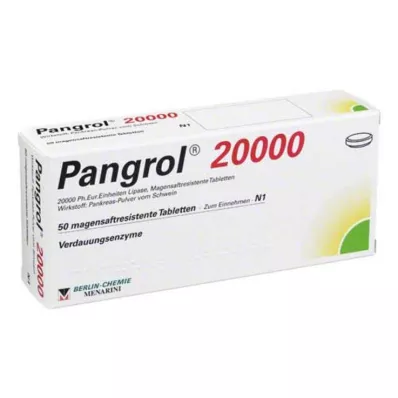 PANGROL 20 000 enteropäällysteistä tablettia, 50 kpl PANGROL 20 000 enteropäällysteistä tablettia, 50 kpl