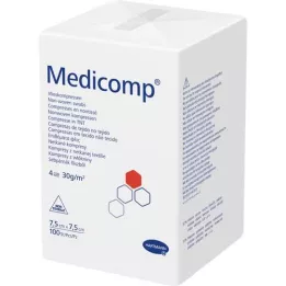 MEDICOMP Kuitukangas, ei-steriili 7,5x7,5 cm 4-kertainen, 100 kpl