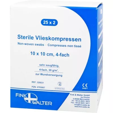 VLIESKOMPRESSEN 10x10 cm steriili 4-kertainen, 25X2 kpl VLIESKOMPRESSEN 10x10 cm steriili 4-kertainen, 25X2 kpl