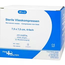 VLIESKOMPRESSEN 7,5x7,5 cm steriili 4-kertainen, 25X2 kpl