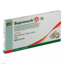 SUPRASORB A+Ag Antimik.Cal.Alginat Kompr.10x20 cm, 5 kpl