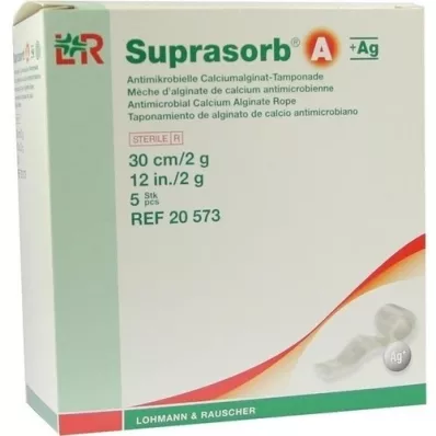 SUPRASORB A+Ag Antimik.Cal.Alginat Tamp.30 cm 2 g, 5 kpl