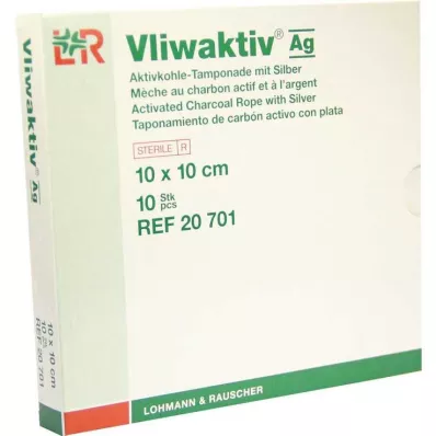 VLIWAKTIV AG Aktiivihiilitamponi hopealla 10x10 cm, 10 kpl VLIWAKTIV AG Aktiivihiilitamponi hopealla 10x10 cm, 10 kpl