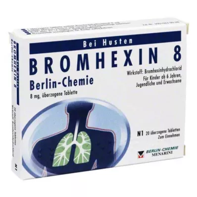 BROMHEXIN 8 Berlin Chemie päällystettyä tablettia, 20 kpl