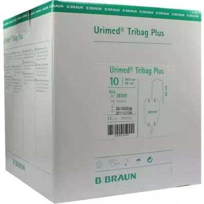 URIMED Tribag Plus Urine Leg Sleeve 800ml 60cm ster., 10 kpl