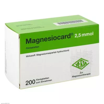 MAGNESIOCARD 2,5 mmol kalvopäällysteiset tabletit, 200 kpl