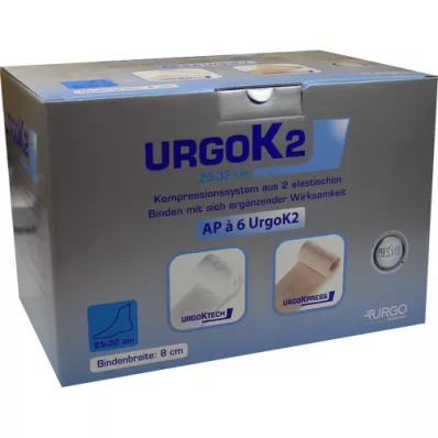 URGOK2 Kompr.Syst.8cm Nilkan ympärys 25-32cm, 6 kpl