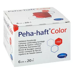 PEHA-HAFT Värillinen kiinnitysside 6 cmx20 m punainen, 1 kpl