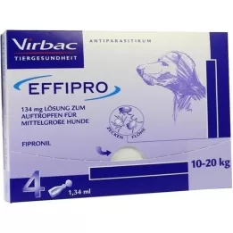 EFFIPRO 134 mg pip.liuos tiputukseen.keskikokoiselle koiralle, 4 kpl