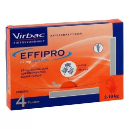 EFFIPRO 67 mg pip.liuos tiputukseen.pienille koirille, 4 kpl