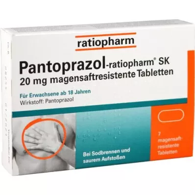 PANTOPRAZOL-ratiopharm SK 20 mg enteropäällysteinen tabletti, 7 kpl