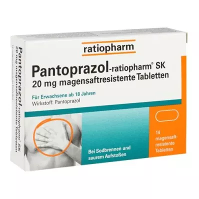 PANTOPRAZOL-ratiopharm SK 20 mg enteropäällysteiset tabletit, 14 kpl