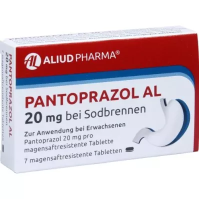 PANTOPRAZOL AL 20 mg närästykseen enteropäällysteiset tabletit, 7 kpl