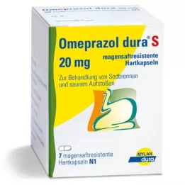 OMEPRAZOL dura S 20 mg enteropäällysteiset kovat kapselit, 7 kpl