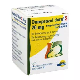 OMEPRAZOL dura S 20 mg enteropäällysteiset kovat kapselit, 14 kpl
