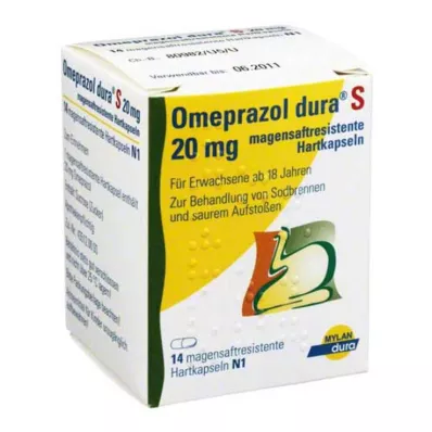OMEPRAZOL dura S 20 mg enteropäällysteiset kovat kapselit, 14 kpl