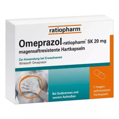 OMEPRAZOL-ratiopharm SK 20 mg enteropäällysteiset kovat kapselit, 7 kpl