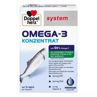 DOPPELHERZ Omega-3-konsentraattijärjestelmän kapselit, 60 kpl DOPPELHERZ Omega-3-konsentraattijärjestelmän kapselit, 60 kpl