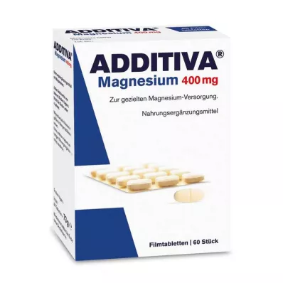 ADDITIVA Magnesium 400 mg kalvopäällysteiset tabletit, 60 kpl ADDITIVA Magnesium 400 mg kalvopäällysteiset tabletit, 60 kpl
