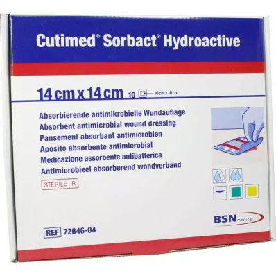 CUTIMED Sorbact hydroaktiiviset kompressit 14x14 cm, 10 kpl