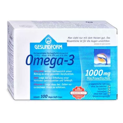 GESUNDFORM Omega-3 1000 mg Vega Pehmeät kapselit, 100 kapselia GESUNDFORM Omega-3 1000 mg Vega Pehmeät kapselit, 100 kapselia