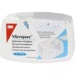 MICROPORE Kuitukangaslaastari 2,5 cm x 5 m, repäisevä 1530NP-1SD, 1 kpl