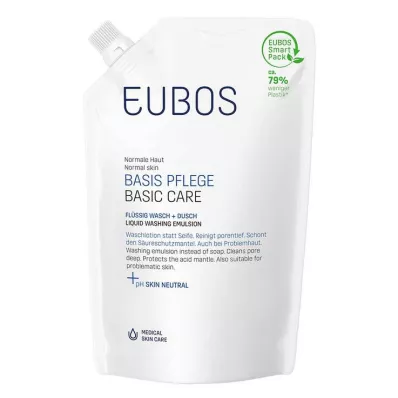 EUBOS FLÜSSIG sininen hajustamaton annospussi, 400 ml