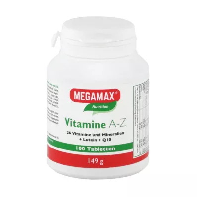 Megamax Vitamiinit A-Z + Q10 + Luteiinitabletit, 100 kpl