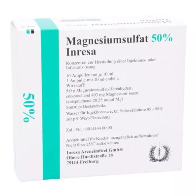 MAGNESIUMSULFAT 50 % Inresa Conc.for Inj./Inf.L., 10X10 ml