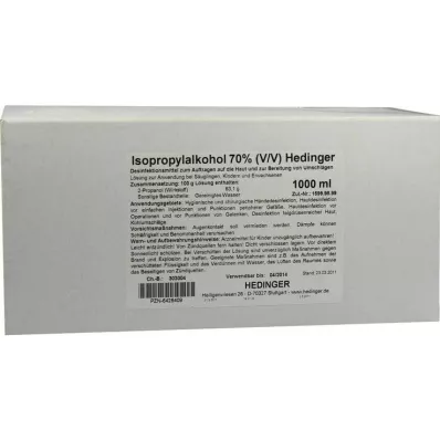 Isopropyylialkoholi 70 % Hedinger, 1000 ml Isopropyylialkoholi 70 % Hedinger, 1000 ml