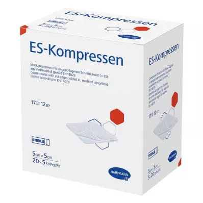 ES-KOMPRESSEN steriili 5x5 cm 12x irtopakkaus, 20X5 kpl