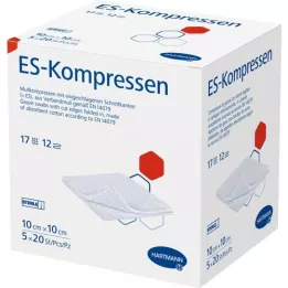 ES-KOMPRESSEN steriili 10x10 cm 12x irtopakkaus, 5X20 kpl