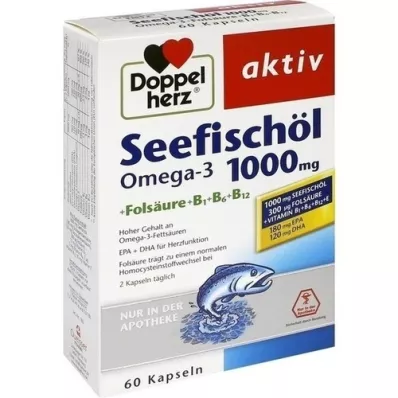 DOPPELHERZ Merikalaöljy Omega-3 1.000 mg+Fols.Caps., 60 kpl