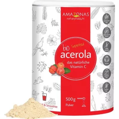 ACEROLA 100 % orgaaninen, puhdas, luonnollinen C-vitamiinijauhe, 500 g