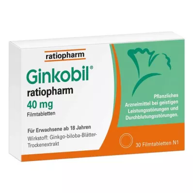 GINKOBIL-ratiopharm 40 mg kalvopäällysteiset tabletit, 30 kpl