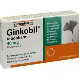 GINKOBIL-ratiopharm 40 mg kalvopäällysteiset tabletit, 60 kpl