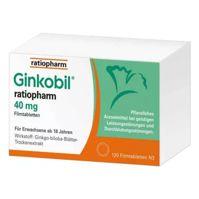 GINKOBIL-ratiopharm 40 mg kalvopäällysteiset tabletit, 120 kpl GINKOBIL-ratiopharm 40 mg kalvopäällysteiset tabletit, 120 kpl