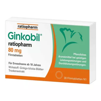 GINKOBIL-ratiopharm 80 mg kalvopäällysteiset tabletit, 30 kpl GINKOBIL-ratiopharm 80 mg kalvopäällysteiset tabletit, 30 kpl