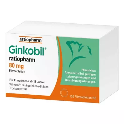 GINKOBIL-ratiopharm 80 mg kalvopäällysteiset tabletit, 120 kpl GINKOBIL-ratiopharm 80 mg kalvopäällysteiset tabletit, 120 kpl
