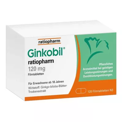 GINKOBIL-ratiopharm 120 mg kalvopäällysteiset tabletit, 120 kpl GINKOBIL-ratiopharm 120 mg kalvopäällysteiset tabletit, 120 kpl