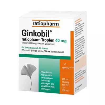 Ginkobil ratiopharm 40mg ja Ginkgo biloba tippoja, 200 ml