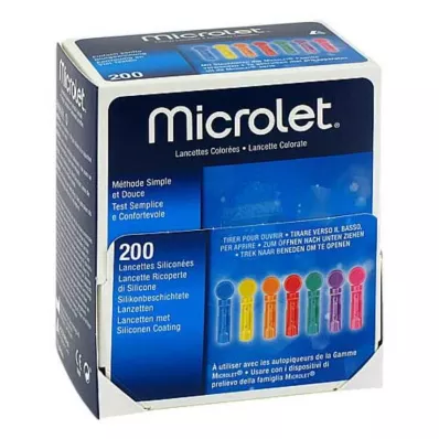 MICROLET Lansetit värilliset, 200 kpl MICROLET Lansetit värilliset, 200 kpl