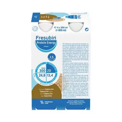 Fresubin Protein Energy Drink Cappuccino. Juomapullo, 4X200 ml