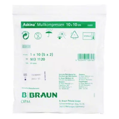 ASKINA Sideharsopakkaukset 10x10 cm steriilit, 5X2 kpl